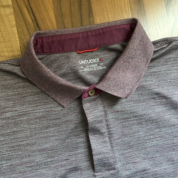 UNTUCKit Heather Purple Extra Large Men's Performance Polo Shirt - Picture 3 of 4